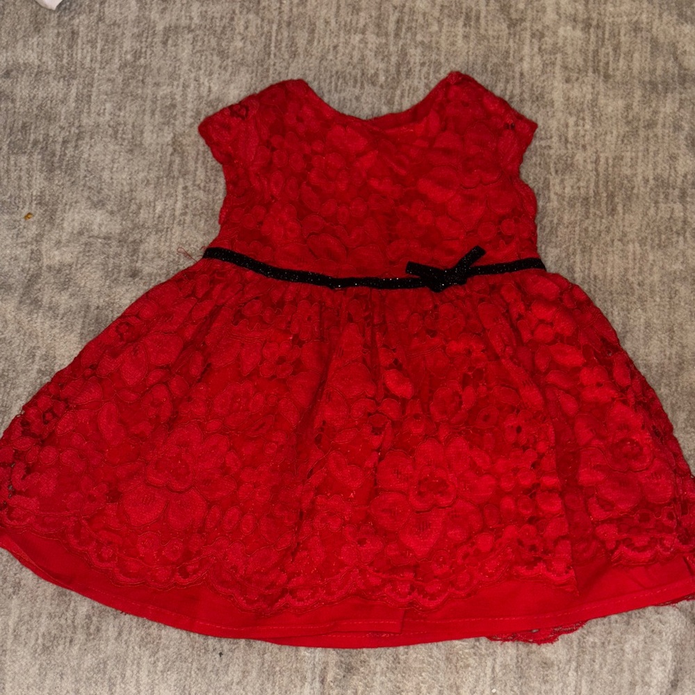Joe Fresh Red Lace Kids Dress with Black Bow